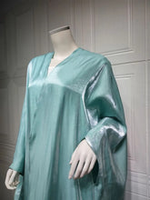 Load image into Gallery viewer, Dark mint open Abaya
